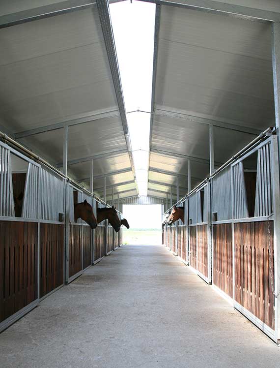 allée centrale,double rangée de boxes